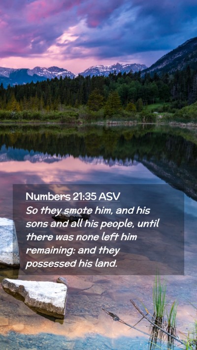 Picture 02 - Numbers 21:35 ASV Mobile Phone Wallpaper - So they smote him, and his sons and all his - Mobile Bible Verse Wallpaper