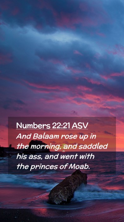 Picture 02 - Numbers 22:21 ASV Mobile Phone Wallpaper - And Balaam rose up in the morning, and saddled - Mobile Bible Verse Wallpaper