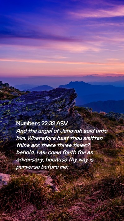 Picture 02 - Numbers 22:32 ASV Mobile Phone Wallpaper - And the angel of Jehovah said unto him, Wherefore - Mobile Bible Verse Wallpaper