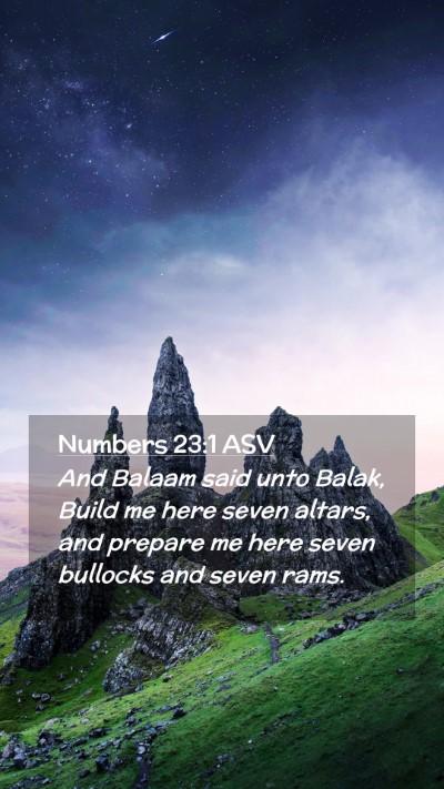 Picture 02 - Numbers 23:1 ASV Mobile Phone Wallpaper - And Balaam said unto Balak, Build me here seven - Mobile Bible Verse Wallpaper