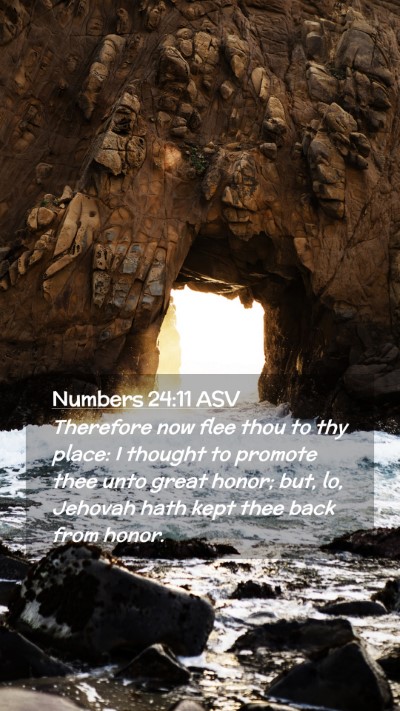Picture 02 - Numbers 24:11 ASV Mobile Phone Wallpaper - Therefore now flee thou to thy place: I thought - Mobile Bible Verse Wallpaper