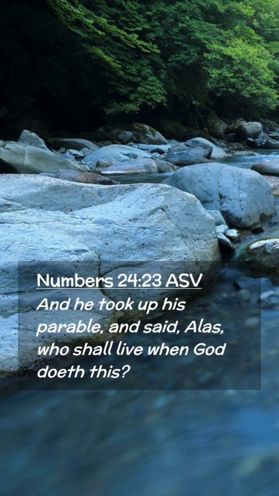 Picture 02 - Numbers 24:23 ASV Mobile Phone Wallpaper - And he took up his parable, and said, Alas, who - Mobile Bible Verse Wallpaper