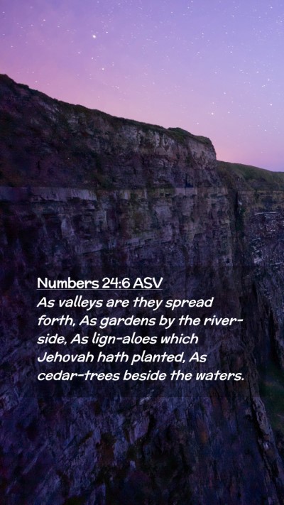 Picture 02 - Numbers 24:6 ASV Mobile Phone Wallpaper - As valleys are they spread forth, As gardens by - Mobile Bible Verse Wallpaper