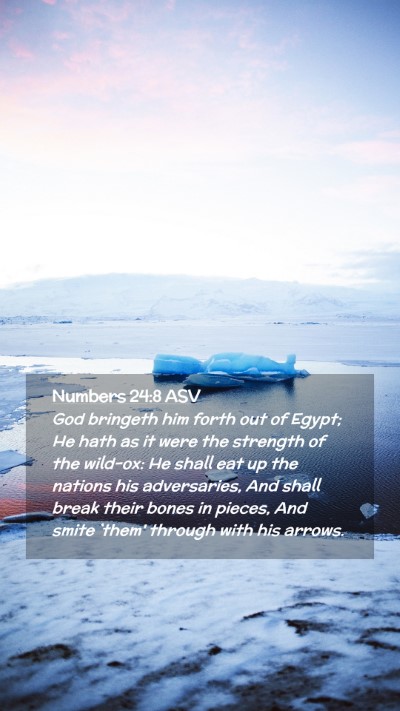 Picture 02 - Numbers 24:8 ASV Mobile Phone Wallpaper - God bringeth him forth out of Egypt; He hath as - Mobile Bible Verse Wallpaper