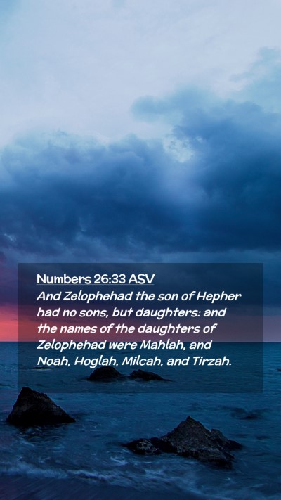 Picture 02 - Numbers 26:33 ASV Mobile Phone Wallpaper - And Zelophehad the son of Hepher had no sons, but - Mobile Bible Verse Wallpaper