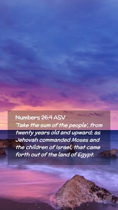 Picture 02 - Numbers 26:4 ASV Mobile Phone Wallpaper - `Take the sum of the people', from twenty years - Mobile Bible Verse Wallpaper