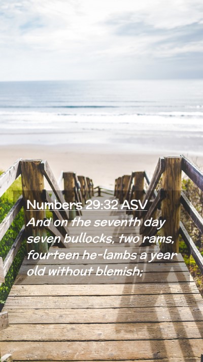 Picture 02 - Numbers 29:32 ASV Mobile Phone Wallpaper - And on the seventh day seven bullocks, two rams, - Mobile Bible Verse Wallpaper