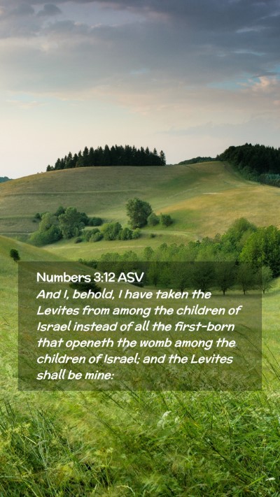 Picture 02 - Numbers 3:12 ASV Mobile Phone Wallpaper - And I, behold, I have taken the Levites from - Mobile Bible Verse Wallpaper