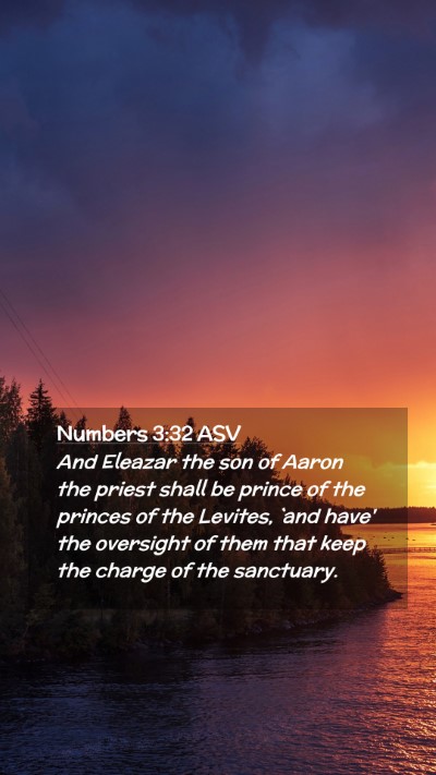 Picture 02 - Numbers 3:32 ASV Mobile Phone Wallpaper - And Eleazar the son of Aaron the priest shall be - Mobile Bible Verse Wallpaper