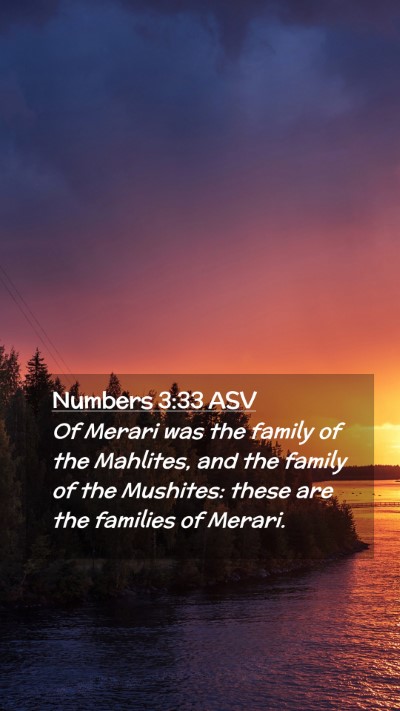 Picture 02 - Numbers 3:33 ASV Mobile Phone Wallpaper - Of Merari was the family of the Mahlites, and the - Mobile Bible Verse Wallpaper