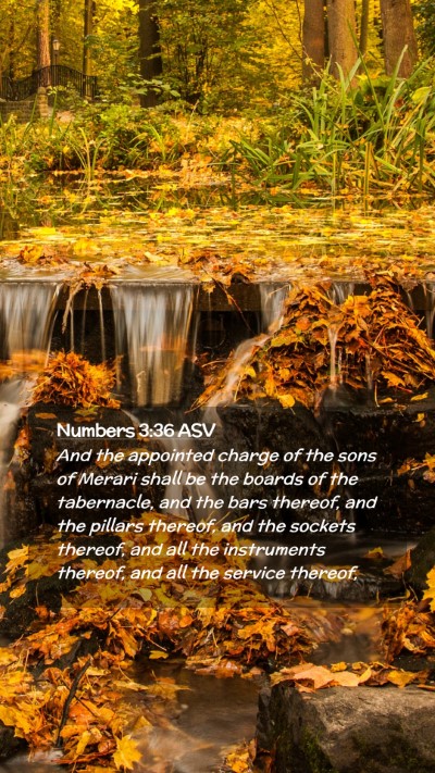 Picture 02 - Numbers 3:36 ASV Mobile Phone Wallpaper - And the appointed charge of the sons of Merari - Mobile Bible Verse Wallpaper