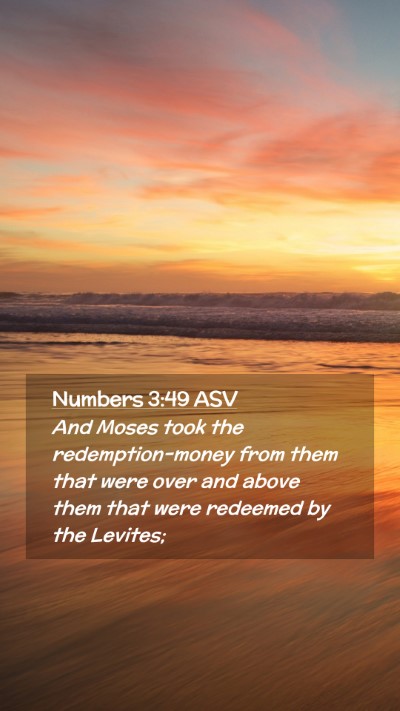 Picture 02 - Numbers 3:49 ASV Mobile Phone Wallpaper - And Moses took the redemption-money from them - Mobile Bible Verse Wallpaper