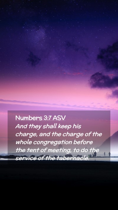 Picture 02 - Numbers 3:7 ASV Mobile Phone Wallpaper - And they shall keep his charge, and the charge of - Mobile Bible Verse Wallpaper