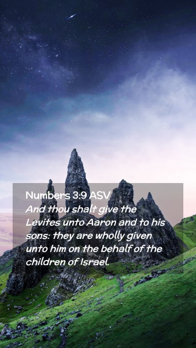 Picture 02 - Numbers 3:9 ASV Mobile Phone Wallpaper - And thou shalt give the Levites unto Aaron and to - Mobile Bible Verse Wallpaper