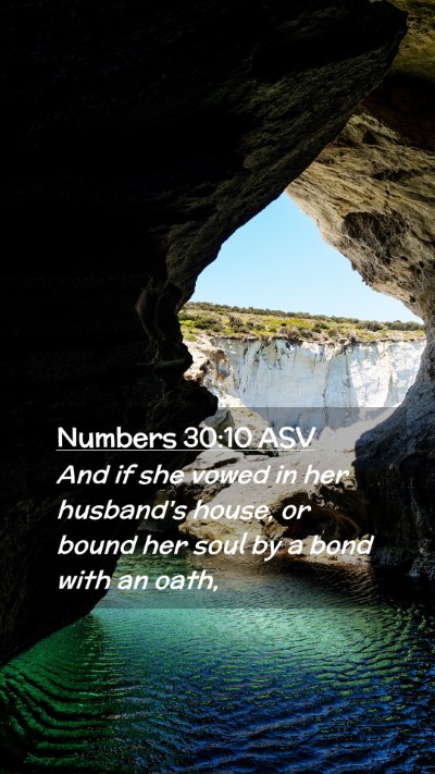Picture 02 - Numbers 30:10 ASV Mobile Phone Wallpaper - And if she vowed in her husband's house, or bound - Mobile Bible Verse Wallpaper