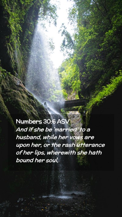Picture 02 - Numbers 30:6 ASV Mobile Phone Wallpaper - And if she be `married' to a husband, while her - Mobile Bible Verse Wallpaper