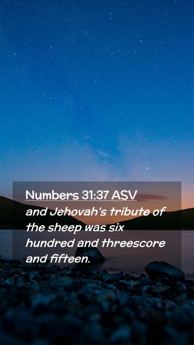 Picture 02 - Numbers 31:37 ASV Mobile Phone Wallpaper - and Jehovah's tribute of the sheep was six - Mobile Bible Verse Wallpaper