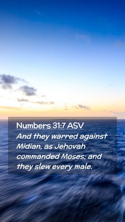 Picture 02 - Numbers 31:7 ASV Mobile Phone Wallpaper - And they warred against Midian, as Jehovah - Mobile Bible Verse Wallpaper