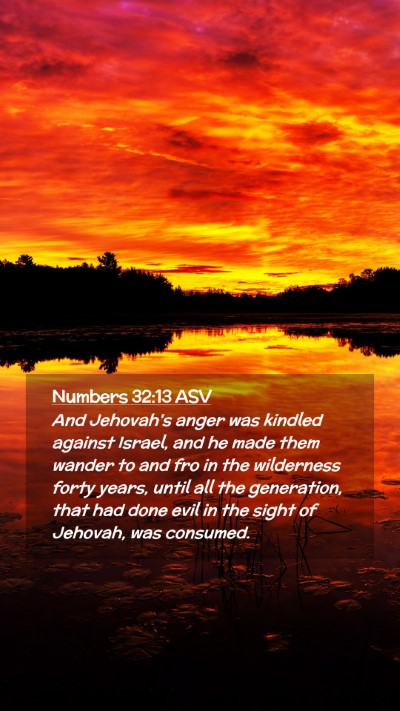 Picture 02 - Numbers 32:13 ASV Mobile Phone Wallpaper - And Jehovah's anger was kindled against Israel, - Mobile Bible Verse Wallpaper