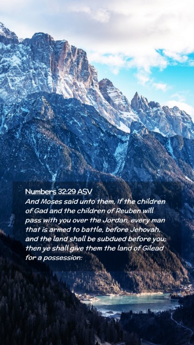 Picture 02 - Numbers 32:29 ASV Mobile Phone Wallpaper - And Moses said unto them, If the children of Gad - Mobile Bible Verse Wallpaper
