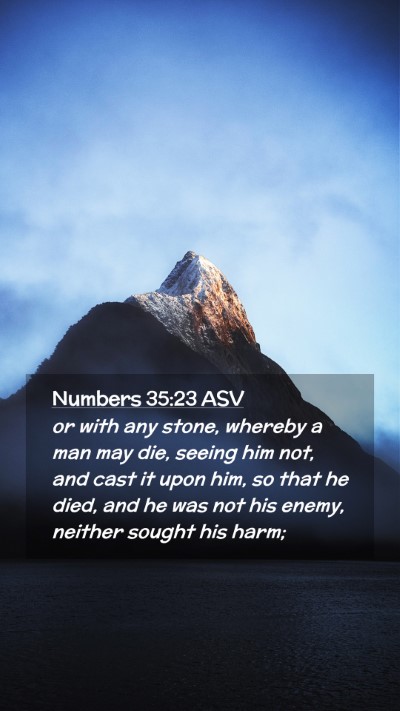 Picture 02 - Numbers 35:23 ASV Mobile Phone Wallpaper - or with any stone, whereby a man may die, seeing - Mobile Bible Verse Wallpaper