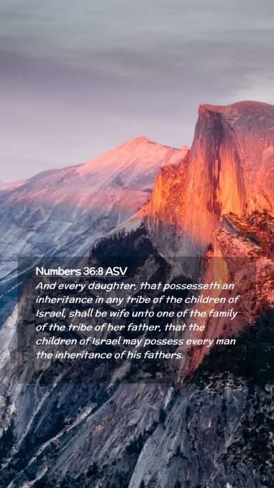 Picture 02 - Numbers 36:8 ASV Mobile Phone Wallpaper - And every daughter, that possesseth an - Mobile Bible Verse Wallpaper