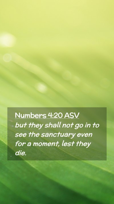 Picture 02 - Numbers 4:20 ASV Mobile Phone Wallpaper - but they shall not go in to see the sanctuary - Mobile Bible Verse Wallpaper