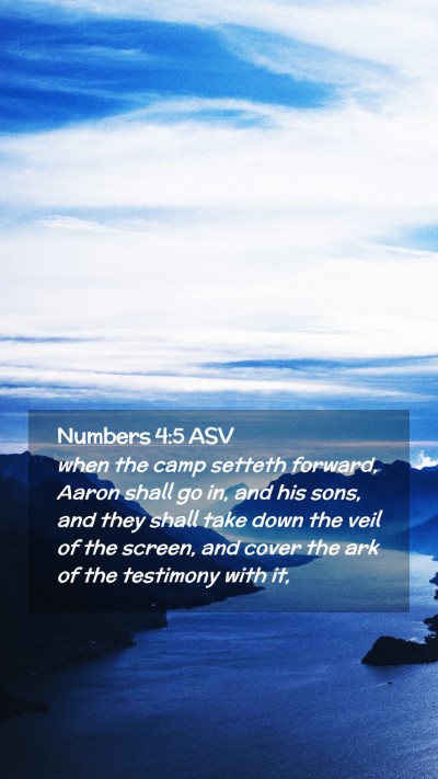 Picture 02 - Numbers 4:5 ASV Mobile Phone Wallpaper - when the camp setteth forward, Aaron shall go in, - Mobile Bible Verse Wallpaper