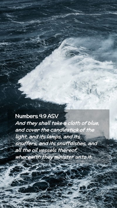 Picture 02 - Numbers 4:9 ASV Mobile Phone Wallpaper - And they shall take a cloth of blue, and cover - Mobile Bible Verse Wallpaper