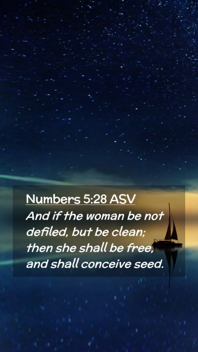 Picture 02 - Numbers 5:28 ASV Mobile Phone Wallpaper - And if the woman be not defiled, but be clean; - Mobile Bible Verse Wallpaper