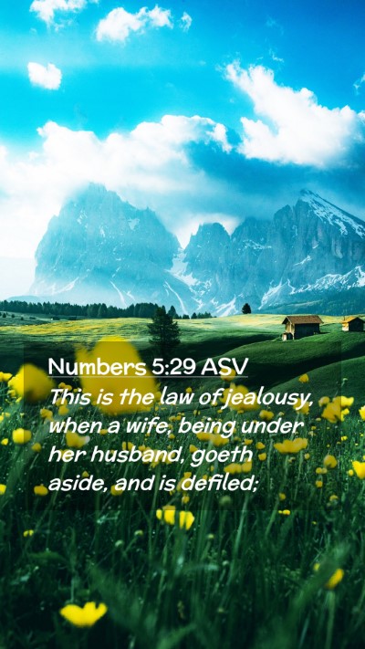 Picture 02 - Numbers 5:29 ASV Mobile Phone Wallpaper - This is the law of jealousy, when a wife, being - Mobile Bible Verse Wallpaper
