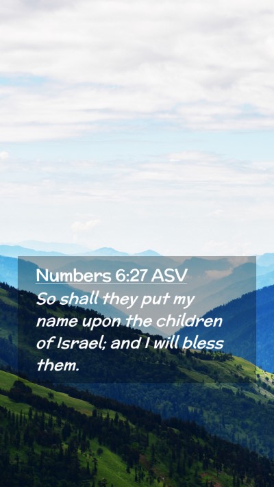 Picture 02 - Numbers 6:27 ASV Mobile Phone Wallpaper - So shall they put my name upon the children of - Mobile Bible Verse Wallpaper