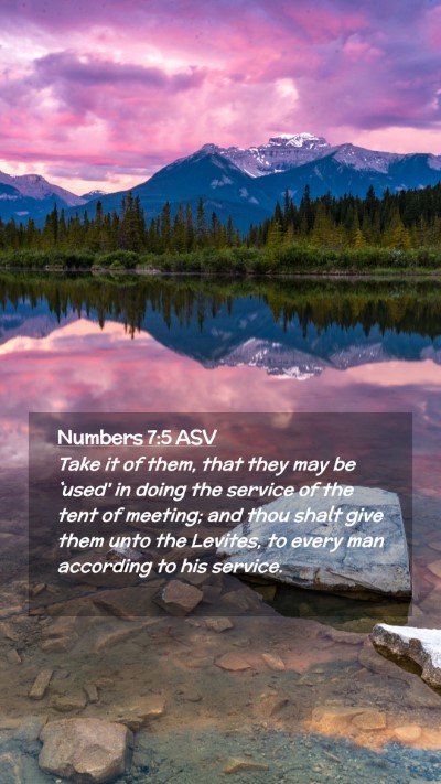 Picture 02 - Numbers 7:5 ASV Mobile Phone Wallpaper - Take it of them, that they may be `used' in doing - Mobile Bible Verse Wallpaper