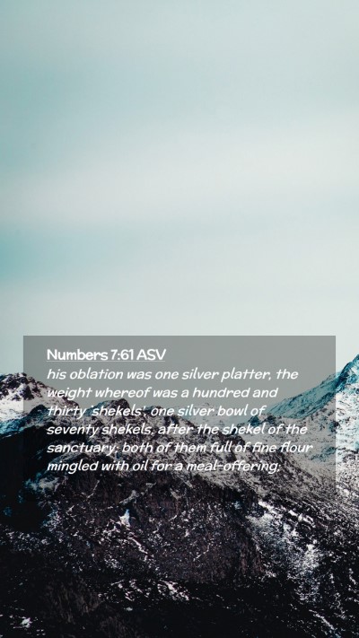 Picture 02 - Numbers 7:61 ASV Mobile Phone Wallpaper - his oblation was one silver platter, the weight - Mobile Bible Verse Wallpaper