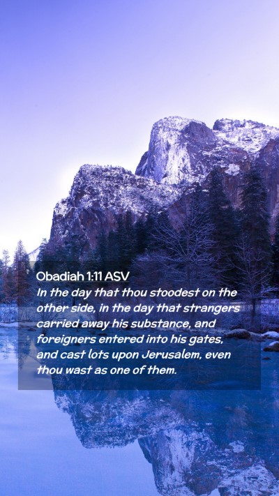Picture 02 - Obadiah 1:11 ASV Mobile Phone Wallpaper - In the day that thou stoodest on the other side, - Mobile Bible Verse Wallpaper