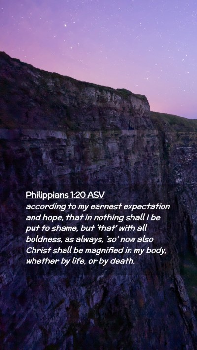 Picture 02 - Philippians 1:20 ASV Mobile Phone Wallpaper - according to my earnest expectation and hope, - Mobile Bible Verse Wallpaper
