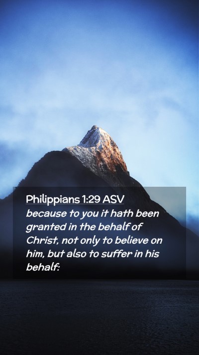 Picture 02 - Philippians 1:29 ASV Mobile Phone Wallpaper - because to you it hath been granted in the behalf - Mobile Bible Verse Wallpaper