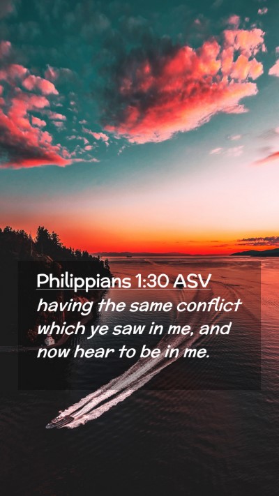 Picture 02 - Philippians 1:30 ASV Mobile Phone Wallpaper - having the same conflict which ye saw in me, and - Mobile Bible Verse Wallpaper