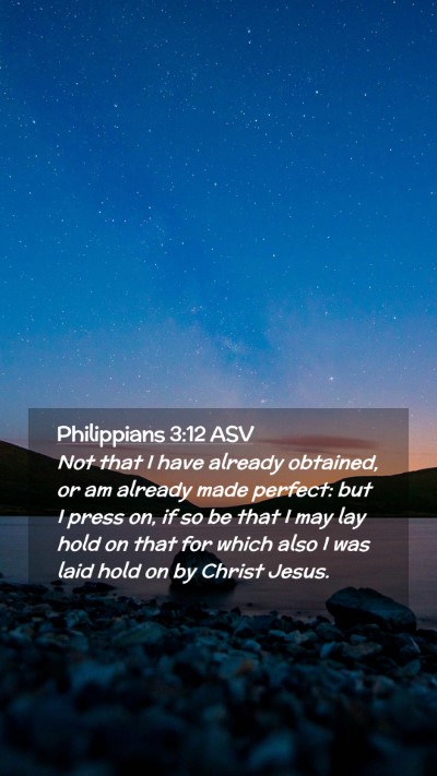 Picture 02 - Philippians 3:12 ASV Mobile Phone Wallpaper - Not that I have already obtained, or am already - Mobile Bible Verse Wallpaper