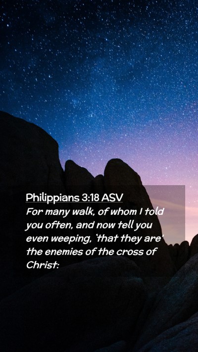 Picture 02 - Philippians 3:18 ASV Mobile Phone Wallpaper - For many walk, of whom I told you often, and now - Mobile Bible Verse Wallpaper