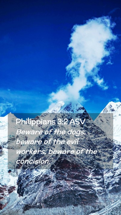 Picture 02 - Philippians 3:2 ASV Mobile Phone Wallpaper - Beware of the dogs, beware of the evil workers, - Mobile Bible Verse Wallpaper