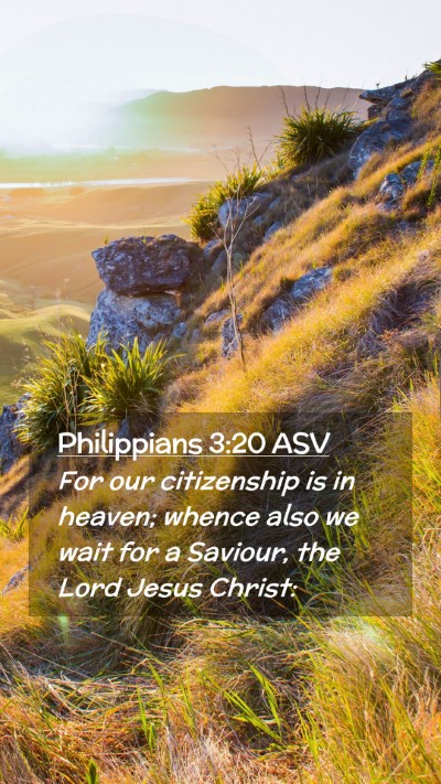 Picture 02 - Philippians 3:20 ASV Mobile Phone Wallpaper - For our citizenship is in heaven; whence also we - Mobile Bible Verse Wallpaper