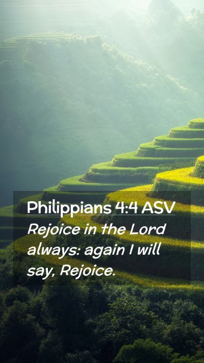 Picture 02 - Philippians 4:4 ASV Mobile Phone Wallpaper - Rejoice in the Lord always: again I will say, - Mobile Bible Verse Wallpaper