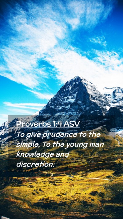 Picture 02 - Proverbs 1:4 ASV Mobile Phone Wallpaper - To give prudence to the simple, To the young man - Mobile Bible Verse Wallpaper