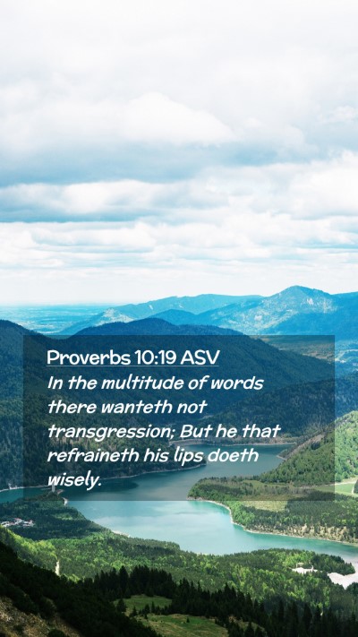 Picture 02 - Proverbs 10:19 ASV Mobile Phone Wallpaper - In the multitude of words there wanteth not - Mobile Bible Verse Wallpaper