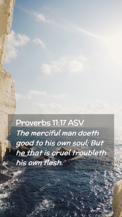 Picture 02 - Proverbs 11:17 ASV Mobile Phone Wallpaper - The merciful man doeth good to his own soul; But - Mobile Bible Verse Wallpaper