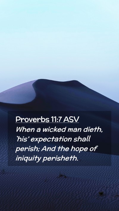Picture 02 - Proverbs 11:7 ASV Mobile Phone Wallpaper - When a wicked man dieth, `his' expectation shall - Mobile Bible Verse Wallpaper