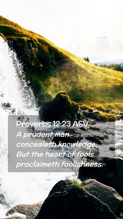 Picture 02 - Proverbs 12:23 ASV Mobile Phone Wallpaper - A prudent man concealeth knowledge; But the heart - Mobile Bible Verse Wallpaper