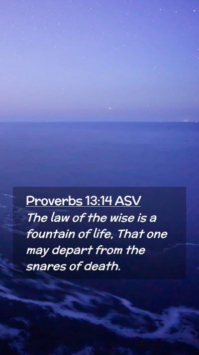 Picture 02 - Proverbs 13:14 ASV Mobile Phone Wallpaper - The law of the wise is a fountain of life, That - Mobile Bible Verse Wallpaper