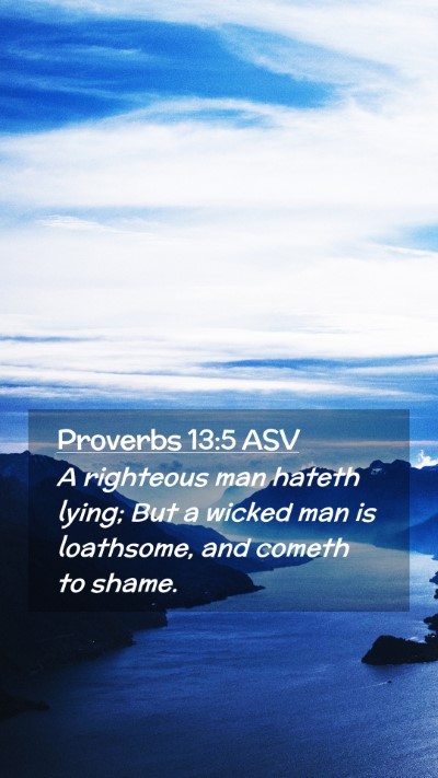 Picture 02 - Proverbs 13:5 ASV Mobile Phone Wallpaper - A righteous man hateth lying; But a wicked man is - Mobile Bible Verse Wallpaper